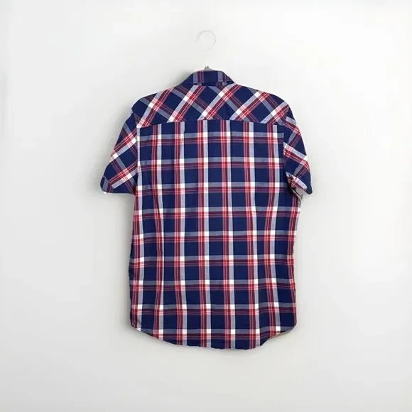 Springfield Custom Fit Men’s Button Up Shirt Short Sleeve Checkered Size M - Picture 2 of 7